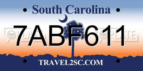 7ABF611 South Carolina License Plate