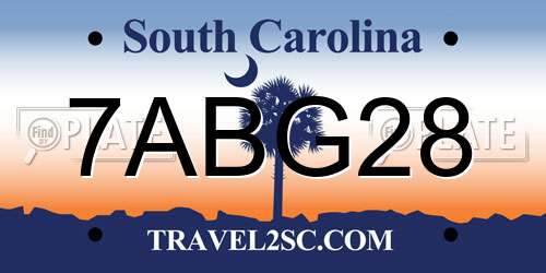 7ABG28 South Carolina License Plate