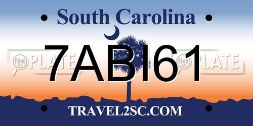 7ABI61 South Carolina License Plate