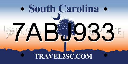 7ABJ933 South Carolina License Plate
