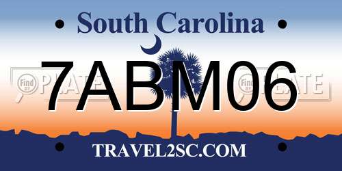7ABM06 South Carolina License Plate