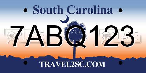 7ABQ123 South Carolina License Plate