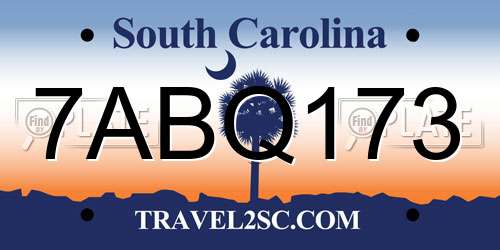7ABQ173 South Carolina License Plate