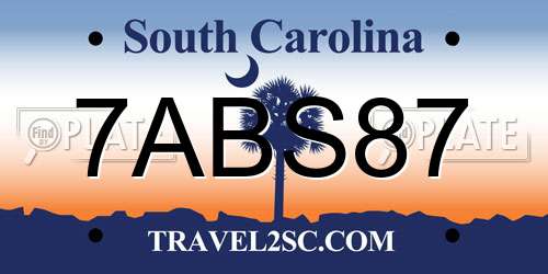 7ABS87 South Carolina License Plate