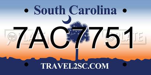 7AC7751 South Carolina License Plate