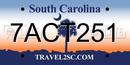 7ACT251 South Carolina License Plate