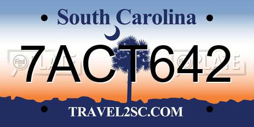 7ACT642 South Carolina License Plate