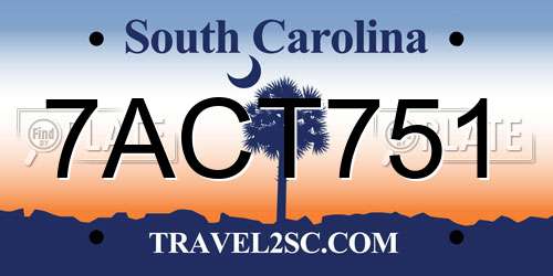 7ACT751 South Carolina License Plate