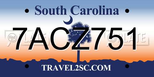 7ACZ751 South Carolina License Plate