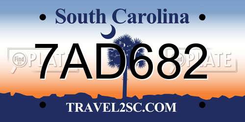 7AD682 South Carolina License Plate