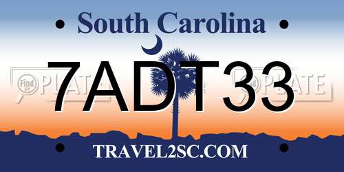 7ADT33 South Carolina License Plate