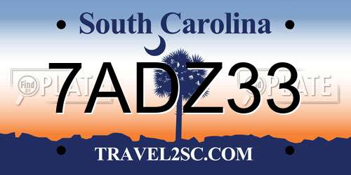 7ADZ33 South Carolina License Plate