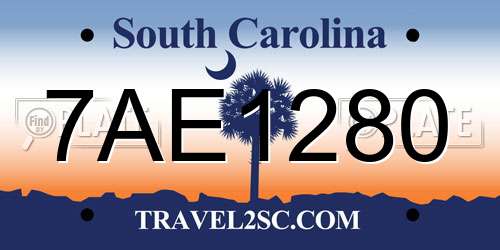 7AE1280 South Carolina License Plate