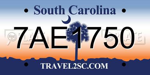 7AE1750 South Carolina License Plate