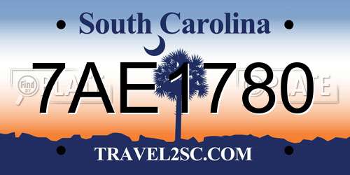 7AE1780 South Carolina License Plate