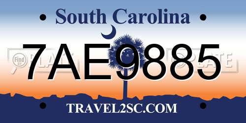 7AE9885 South Carolina License Plate