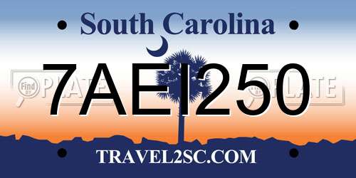 7AEI250 South Carolina License Plate