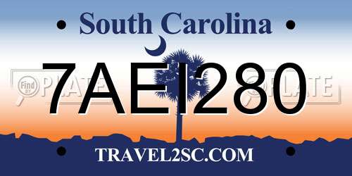 7AEI280 South Carolina License Plate