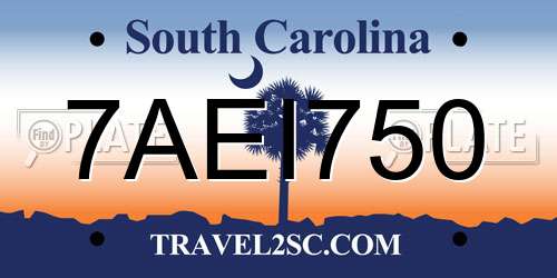 7AEI750 South Carolina License Plate