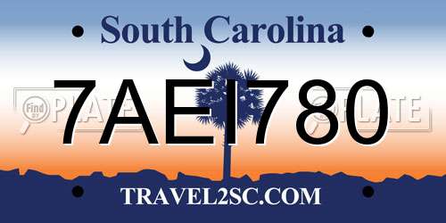 7AEI780 South Carolina License Plate