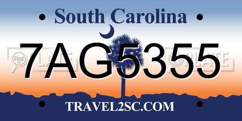 7AG5355 South Carolina License Plate