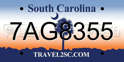 7AG8355 South Carolina License Plate