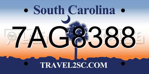 7AG8388 South Carolina License Plate