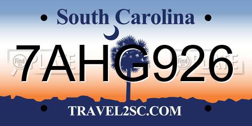 7AHG926 South Carolina License Plate