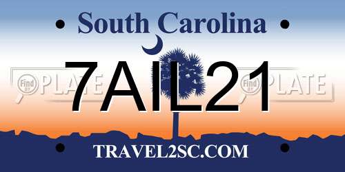 7AIL21 South Carolina License Plate