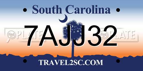 7AJJ32 South Carolina License Plate
