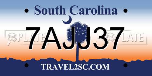 7AJJ37 South Carolina License Plate