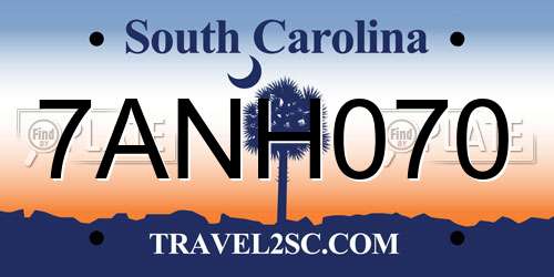 7ANH070 South Carolina License Plate