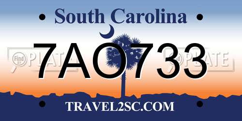7AO733 South Carolina License Plate