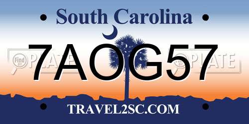 7AOG57 South Carolina License Plate