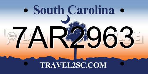 7AR2963 South Carolina License Plate