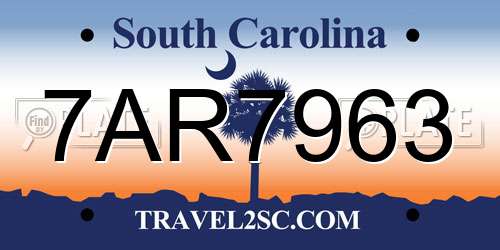 7AR7963 South Carolina License Plate