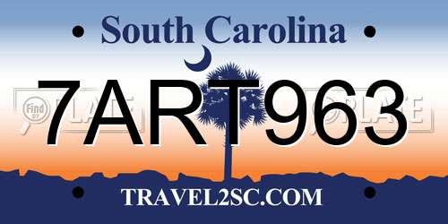 7ART963 South Carolina License Plate