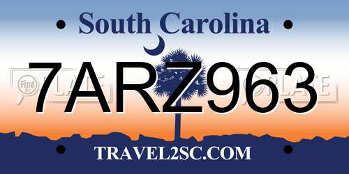 7ARZ963 South Carolina License Plate