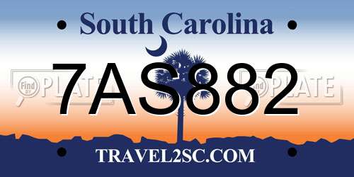 7AS882 South Carolina License Plate