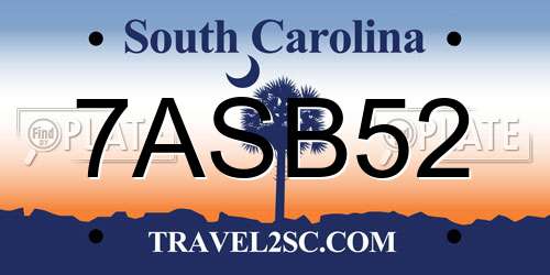 7ASB52 South Carolina License Plate