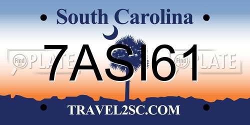 7ASI61 South Carolina License Plate