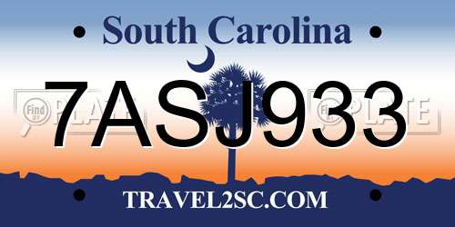 7ASJ933 South Carolina License Plate