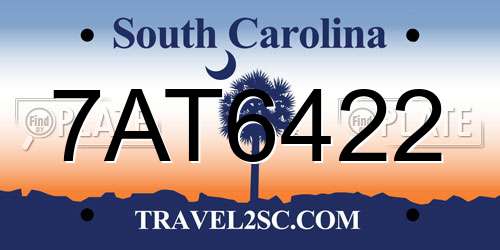 7AT6422 South Carolina License Plate
