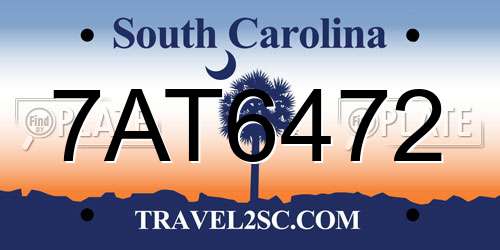 7AT6472 South Carolina License Plate