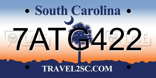 7ATG422 South Carolina License Plate