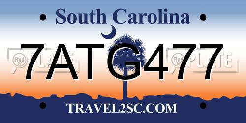 7ATG477 South Carolina License Plate