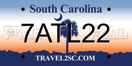 7ATL22 South Carolina License Plate
