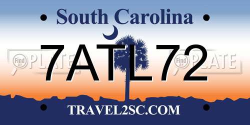 7ATL72 South Carolina License Plate