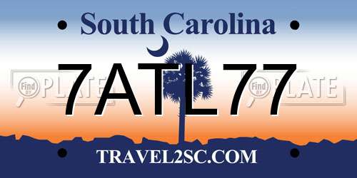 7ATL77 South Carolina License Plate