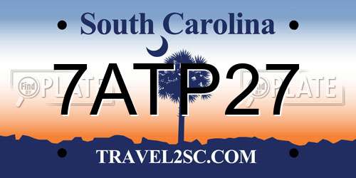 7ATP27 South Carolina License Plate